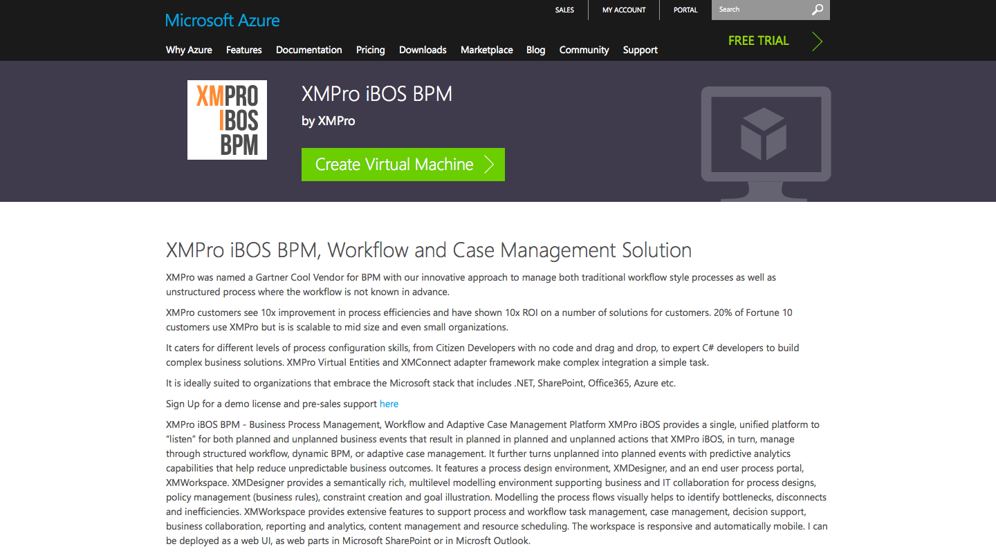 XMPro iBOS BPM Microsoft Azure Certified & Available In Azure Marketplace