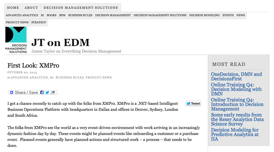XMPro Featured on JT on EDM
