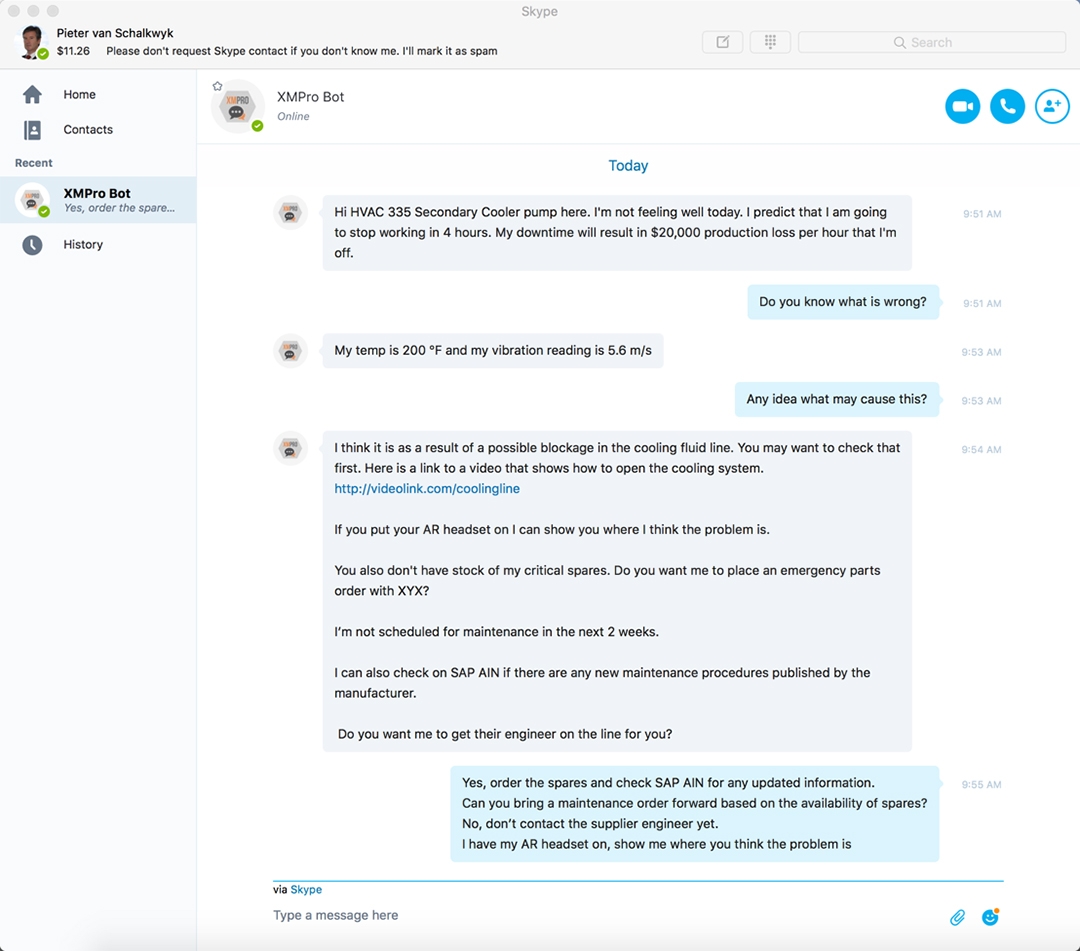 Skype Bot IoT XMPro