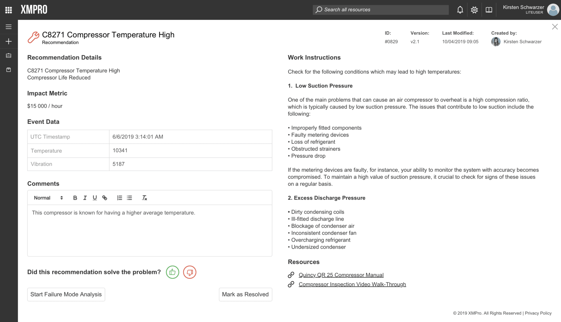 XMPro Digital Twin Recommendation