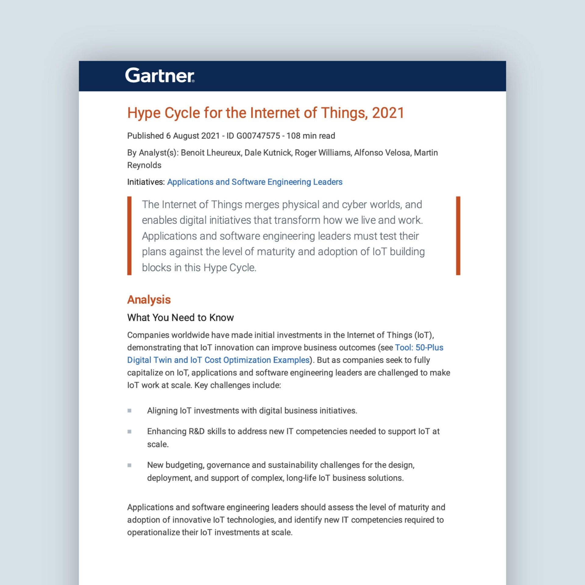 XMPro Named a Sample Vendor for Digital Twins in 2021  Gartner® Hype Cycle™ for the Internet of Things