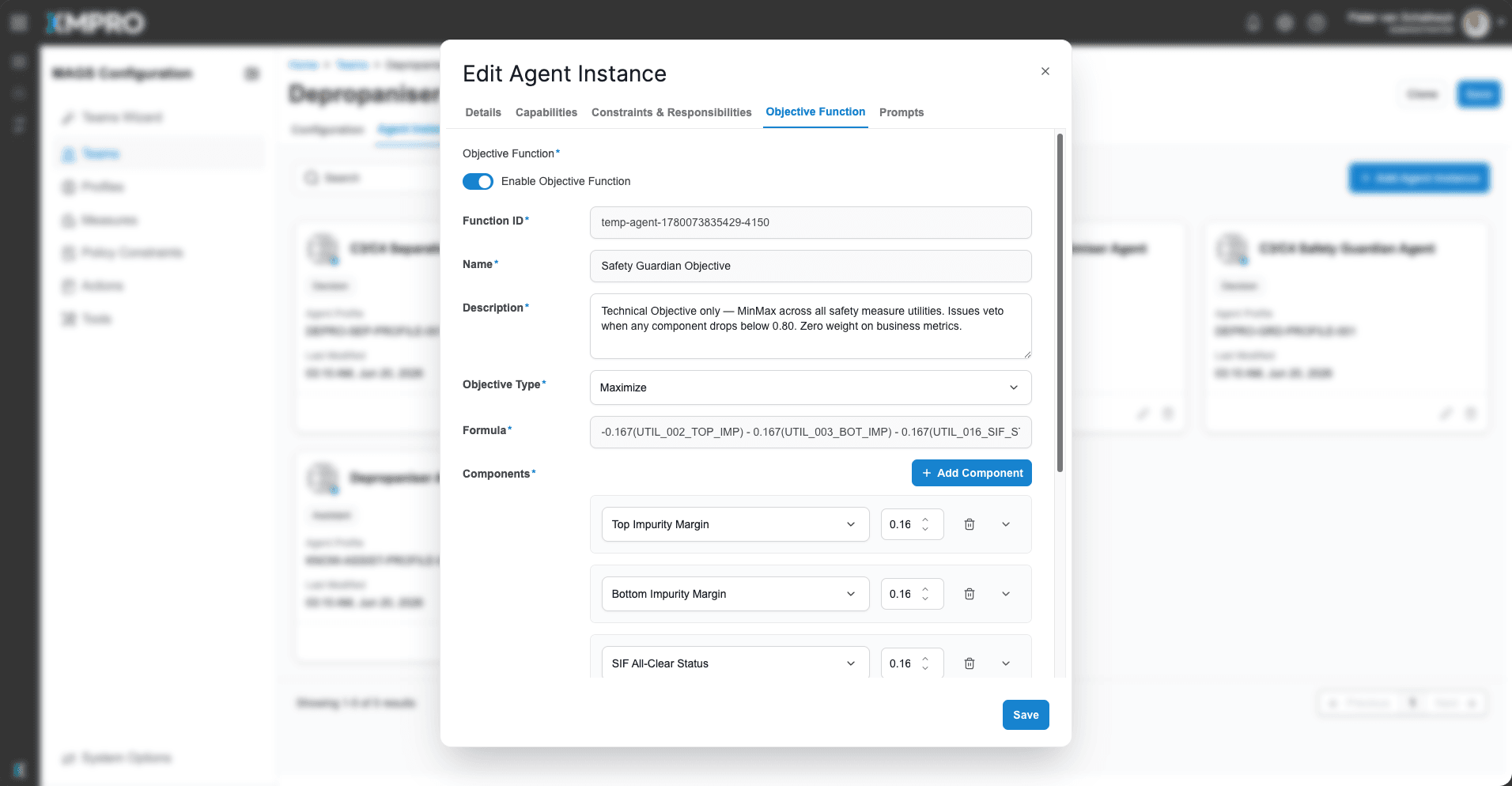 MAGS governance — objective function screen
